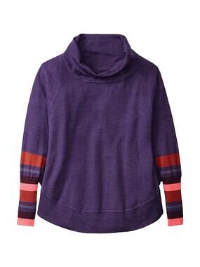 Smartwool Sweater Poncho Womens Small Medium Purple Nokoni Merino Wool Striped